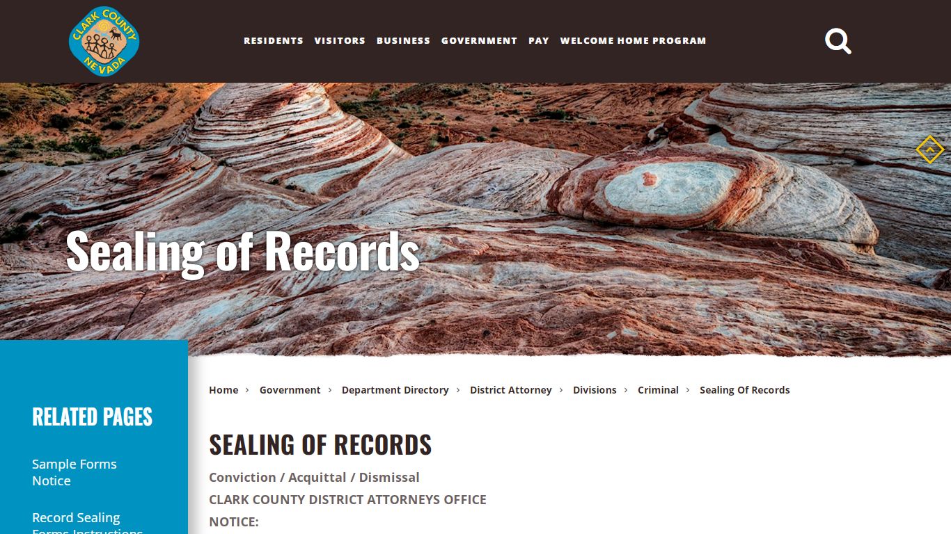 Sealing of Records - Clark County, Nevada