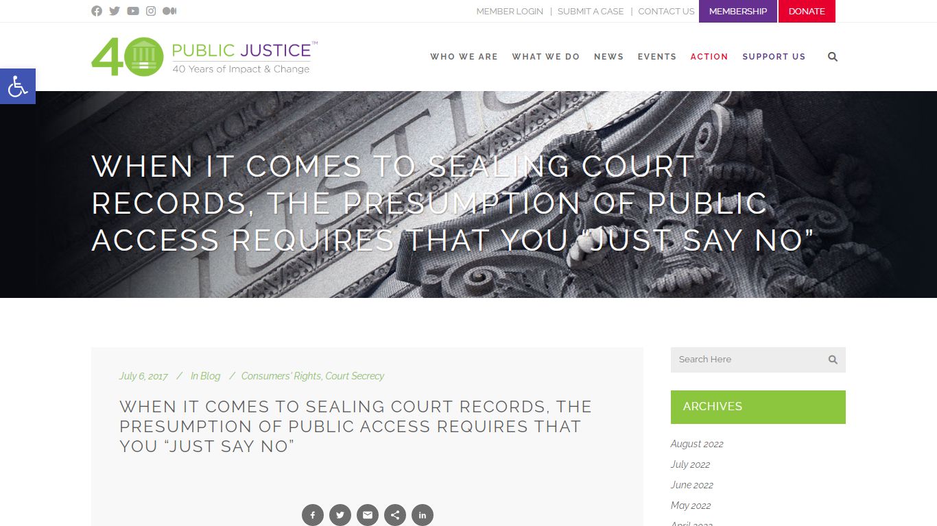 When It Comes to Sealing Court Records, The Presumption of Public ...